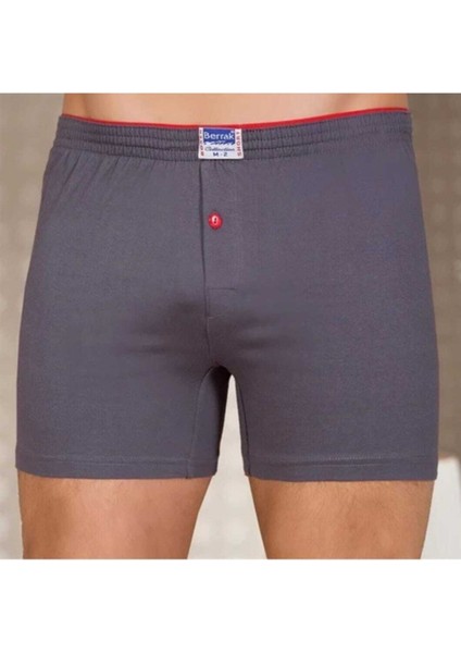 Erkek 6"Lı Siyah Penye Pamuklu Dügmeli Boxer 1099