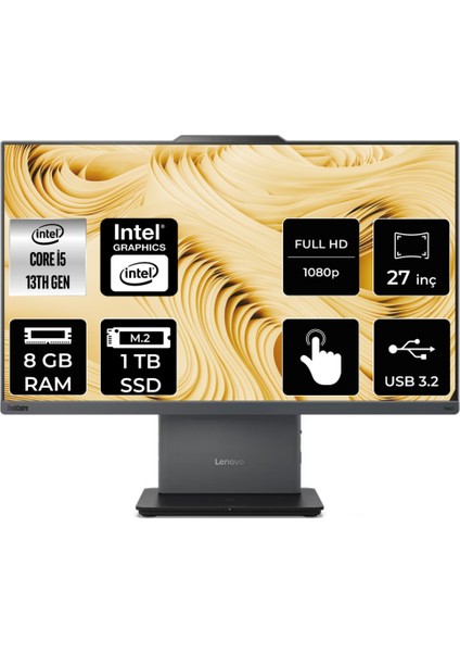 Thinkcentre Neo 50A Intel Core I5 13420H 8gb 1tb SSD 27" Fhd Fdos Multi-Touch All In One Bilgisayar 12SA0014TRP303