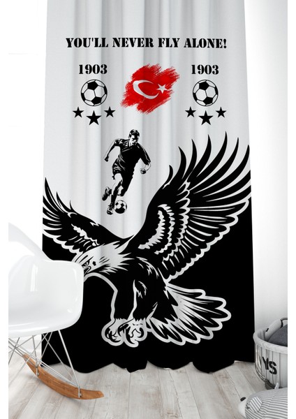 Çocuk ve Bebek Odası Taraftar Futbol Serisi Fon Perde Tek Kanat (Child Room Curtain)