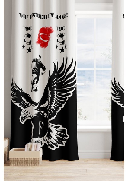 Çocuk ve Bebek Odası Taraftar Futbol Serisi Fon Perde Tek Kanat (Child Room Curtain)