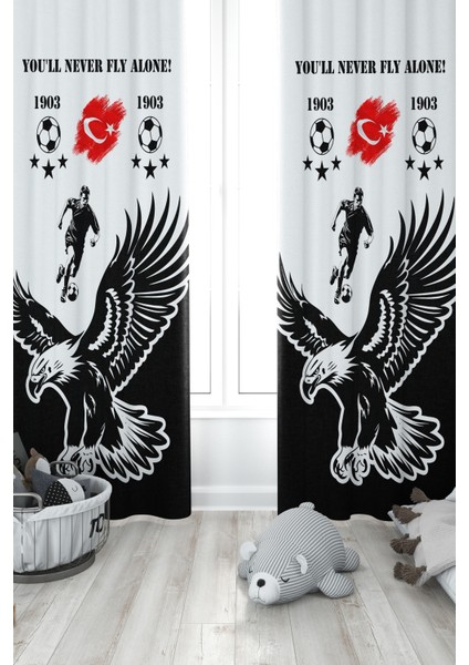 Çocuk ve Bebek Odası Taraftar Futbol Serisi Fon Perde Tek Kanat (Child Room Curtain)