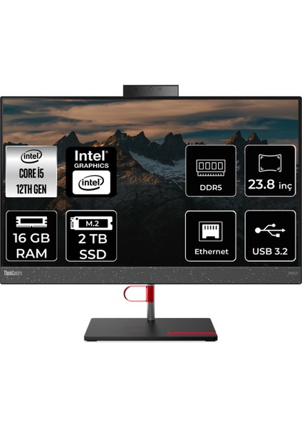 Thinkcentre Neo 50A Intel Core I5 12450H 16GB 2tb SSD 23.8" Fhd Fdos Multi-Touch All In One Bilgisayar 12B800DYTRP309