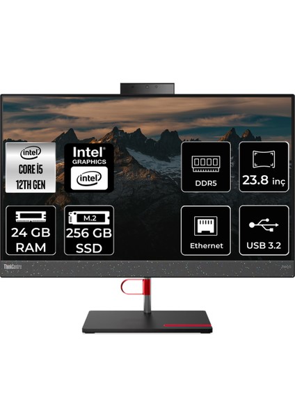 Thinkcentre Neo 50A Intel Core I5 12450H 24GB 256GB SSD 23.8" Fhd Fdos Multi-Touch All In One Bilgisayar 12B800DYTRP311