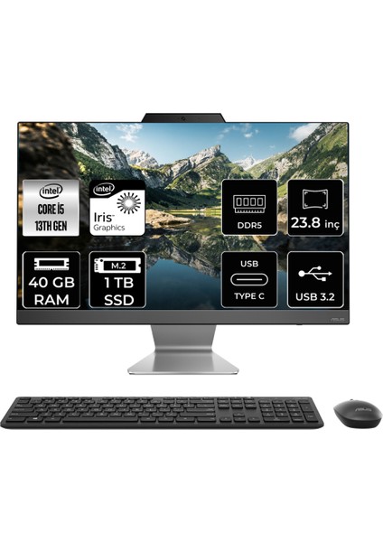 A3402 Intel Core I5 1335U 40GB 1tb SSD 23.8" Fhd Fdos All In One Bilgisayar A3402WBAKP323