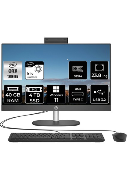 Proone 240 G10 Intel Core I7 1355U 40GB 4tb SSD 23.8" Fhd W11P All In One Bilgisayar 8T2W8ESP440