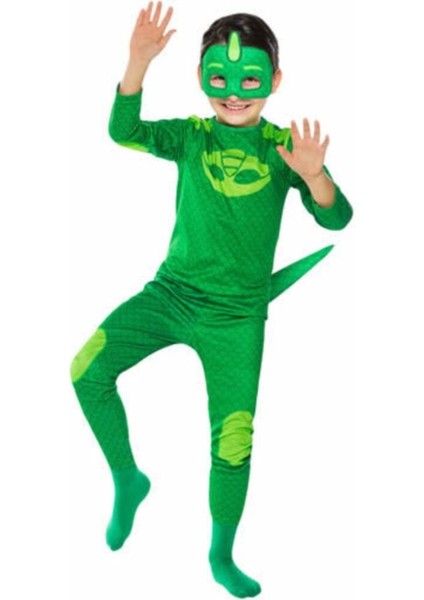 Yeşil Pj Mask Kostüm Pija Maskeliler Kostüm Gekko (Yeşil) Kertenkele