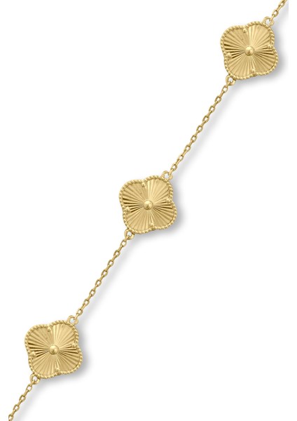 Altın Üçlü 1.5 cm Yonca Bileklik