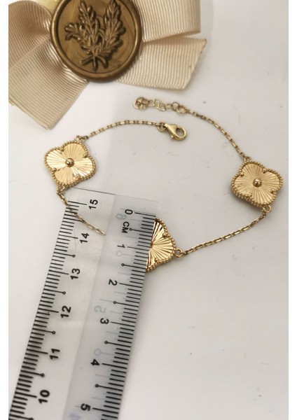 Altın Üçlü 1.5 cm Yonca Bileklik indirimleri