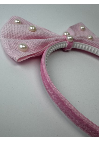 Kız Çocuk Pembe Inci Tasarım Saç Tacı - Tasarım Taç