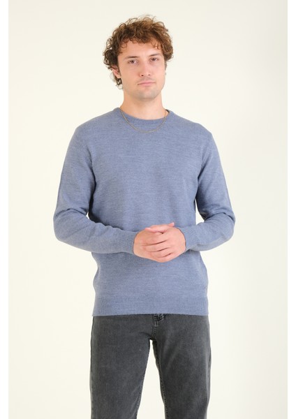 Erkek Sıfır Yaka Kazak Indigo fırsatları