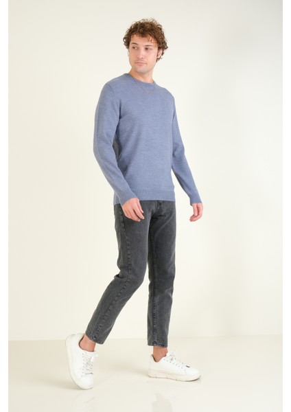 Erkek Sıfır Yaka Kazak Indigo indirimleri