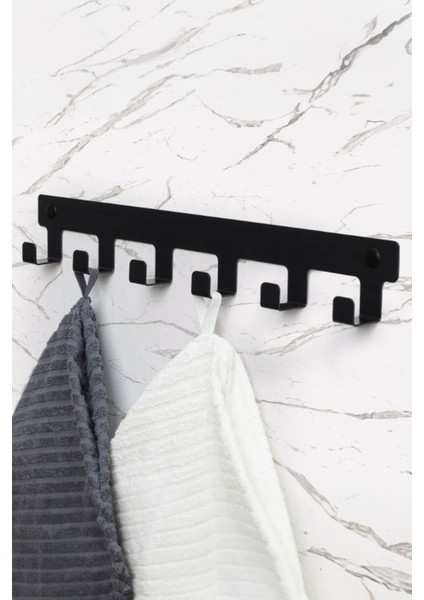 Demir Banyo Askısı - Duvara Monte Havlu ve Elbise Askısı 6 Kancalı