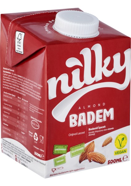 Badem Sütü Glütensiz Bitkisel Bazlı 12 x 500ml fiyatları