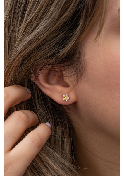 925 Ayar Gümüş Gold Kaplama Minimal Kartanesi Küpe fiyatları