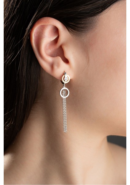 925 Ayar Gümüş Rodyumlu Sallantılı 12 mm Püsküllü Halka Küpe fırsatları