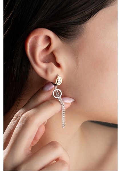 925 Ayar Gümüş Rodyumlu Sallantılı 12 mm Püsküllü Halka Küpe indirimleri