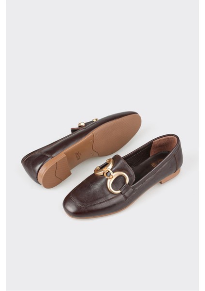 Kahve Deri Kadın Loafer