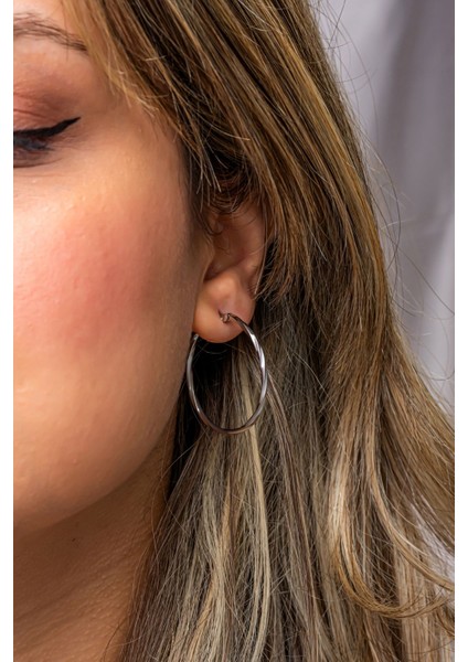 925 Ayar Gümüş Rodyum Kaplama 30 mm Burgulu Halka Küpe fiyatları