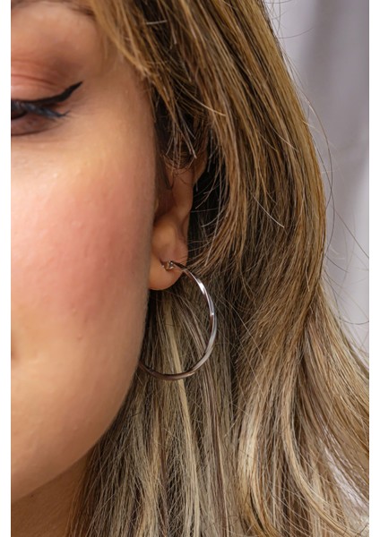 925 Ayar Gümüş Rodyum Kaplama 30 mm Burgulu Halka Küpe indirimleri