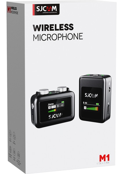 M1 WiFi Tek Vericili Gürültü Engelleme 50 Metre Menzil 8 Saat Pil Ömrü LCD Ekran Minimal Tasarım Kablosuz Mikrofon Siyah