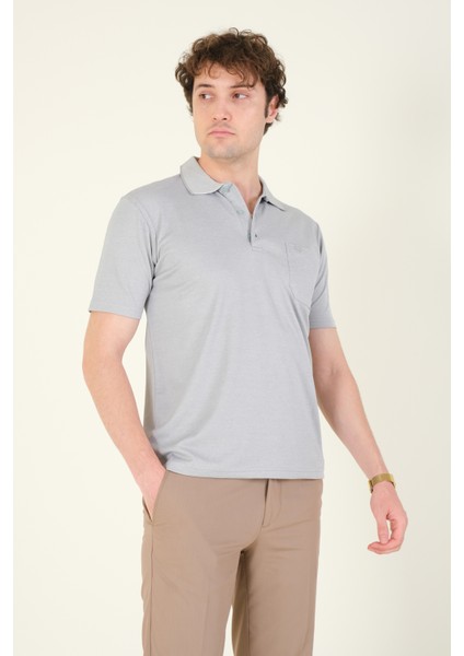 Erkek Polo Yaka Cepli T-Shirt Gri