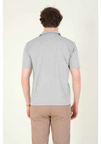 Erkek Polo Yaka Cepli T-Shirt Gri