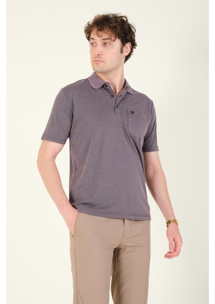 Erkek Polo Yaka Cepli T-Shirt Mor