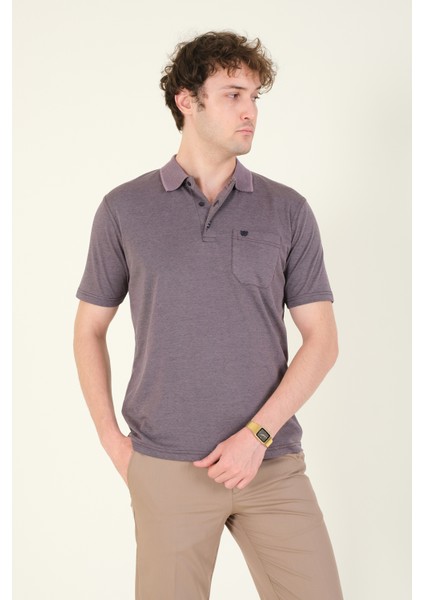 Erkek Polo Yaka Cepli T-Shirt Mor modelleri