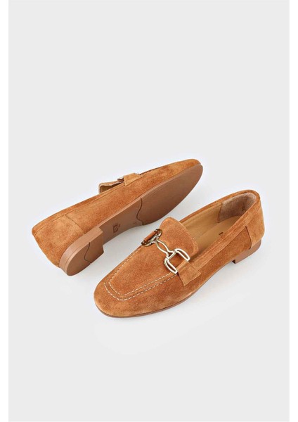 Camel Deri Kadın Loafer modelleri
