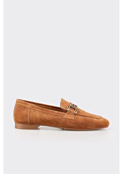 Camel Deri Kadın Loafer