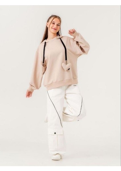 Kız Çocuk Kalp Kordonlu Sweatshirt