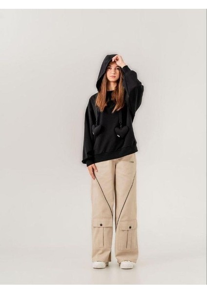 Kız Çocuk Kalp Kordonlu Sweatshirt