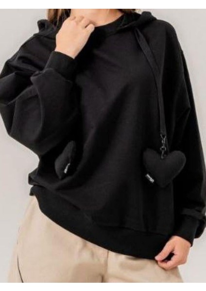 Kız Çocuk Kalp Kordonlu Sweatshirt