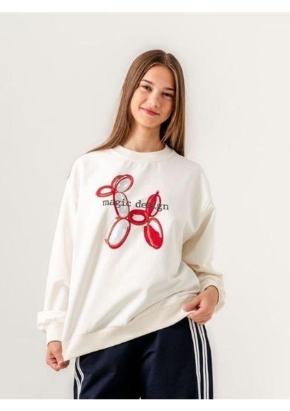 Kız Çocuk Iki Iplik Magic Baskılı Tasarım Sweatshirt modelleri