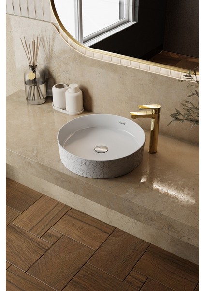 Loop Yuvarlak Çanak Lavabo Ø40 cm Selçuklu Rölyef Uygulamalı