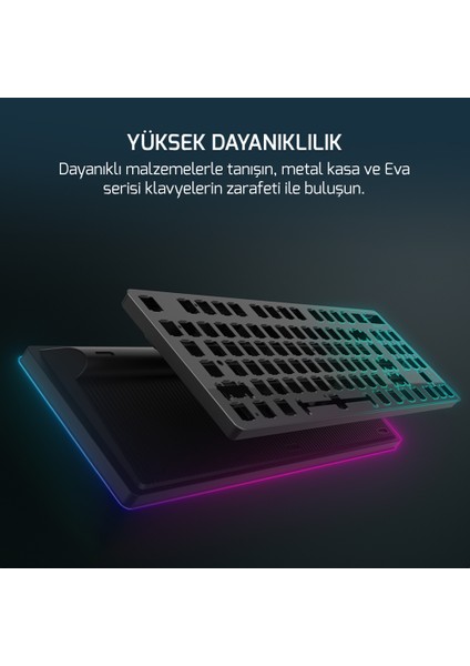 Eva 5 60M Mekanik Blue Switch Türkçe Q 88 Tuş USB Gaming Klavye - 3 Yıl Garantili