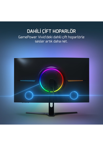 GamePower 27'' Vivid V80 VA Panel Curved RGB 280Hz 0.5ms FHD 2x2W Speaker Gaming Monitör (Sıfır Ölü Piksel Garantili)