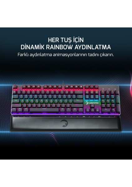 Ogre Rainbow 60M Gamepower Red Switch Türkçe Q USB Mekanik Gaming Klavye - 3 Yıl Garantili