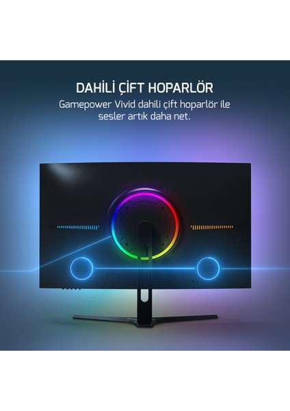 GamePower Vivid T50 27'' Curved RGB 180Hz 0.5ms FHD 1500R Curved 2x2W Speaker VA Gaming Monitör (Sıfır Ölü Piksel Garantili)