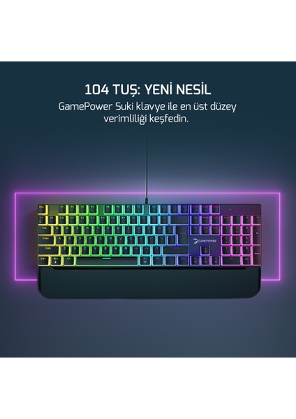 Suki Mekanik Kırmızı Switch Puding Keycaps Türkçe Q 104 Tuş USB Gaming Klavye