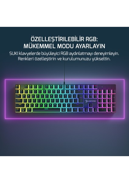 Suki Mekanik Kırmızı Switch Puding Keycaps Türkçe Q 104 Tuş USB Gaming Klavye