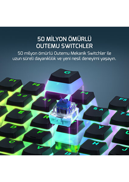 Suki Mekanik Mavi Switch Puding Keycaps Türkçe Q 104 Tuş USB Gaming Klavye