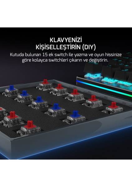 Calypso V2 Rgb Optik Su ve Toza Dayanıklı Mekanik Blue Switch USB Dıy Gaming Klavye