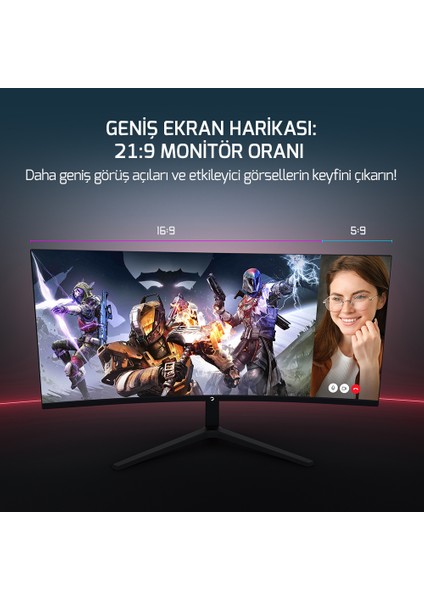 WQ34  34'' 1ms 180Hz Curved 2k Uwqhd 3440*1440 Gaming Monitör