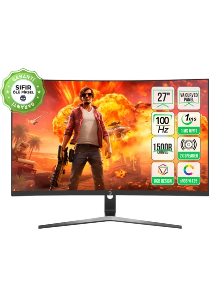 27'' Vivid F20 Curved Rgb 100Hz 1ms  2X2W Speaker Gaming Monitör (Va Panel)