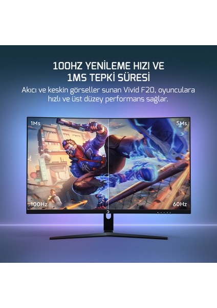 27'' Vivid F20 Curved Rgb 100Hz 1ms  2X2W Speaker Gaming Monitör (Va Panel)