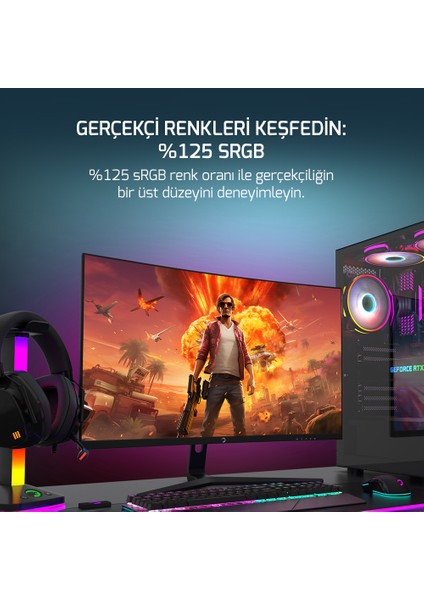 27'' Vivid F20 Curved Rgb 100Hz 1ms  2X2W Speaker Gaming Monitör (Va Panel)