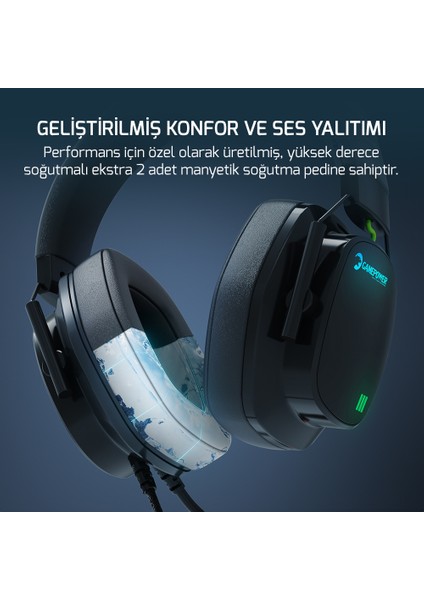 Kai Titanium Siyah 7.1 Surround Hi-Fi Manyetik Pad Rgb Gaming Kulaklık (2x Cooling Pad Hediyeli)