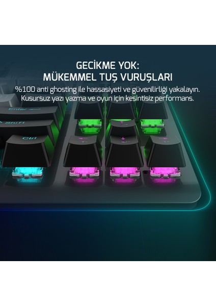 Eva 3 60M Mekanik Red Switch Türkçe Q 88 Tuş USB Gaming Klavye - 3 Yıl Garantili