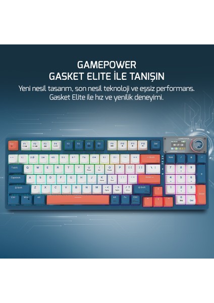 Gasket Elite Rgb Wireless/bluetooth/kablolu Mekanik Red Switch Gasket Gaming Klavye